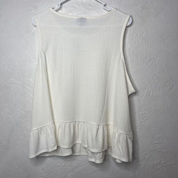 Torrid 3x Or 22/24 Texture Knit High Neck Ruffle Crop Top Off White Boho Cottage - Picture 6 of 6